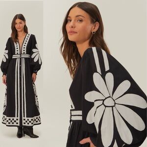 NWT FARM Rio Black Nature Maxi Dress Sz XXS